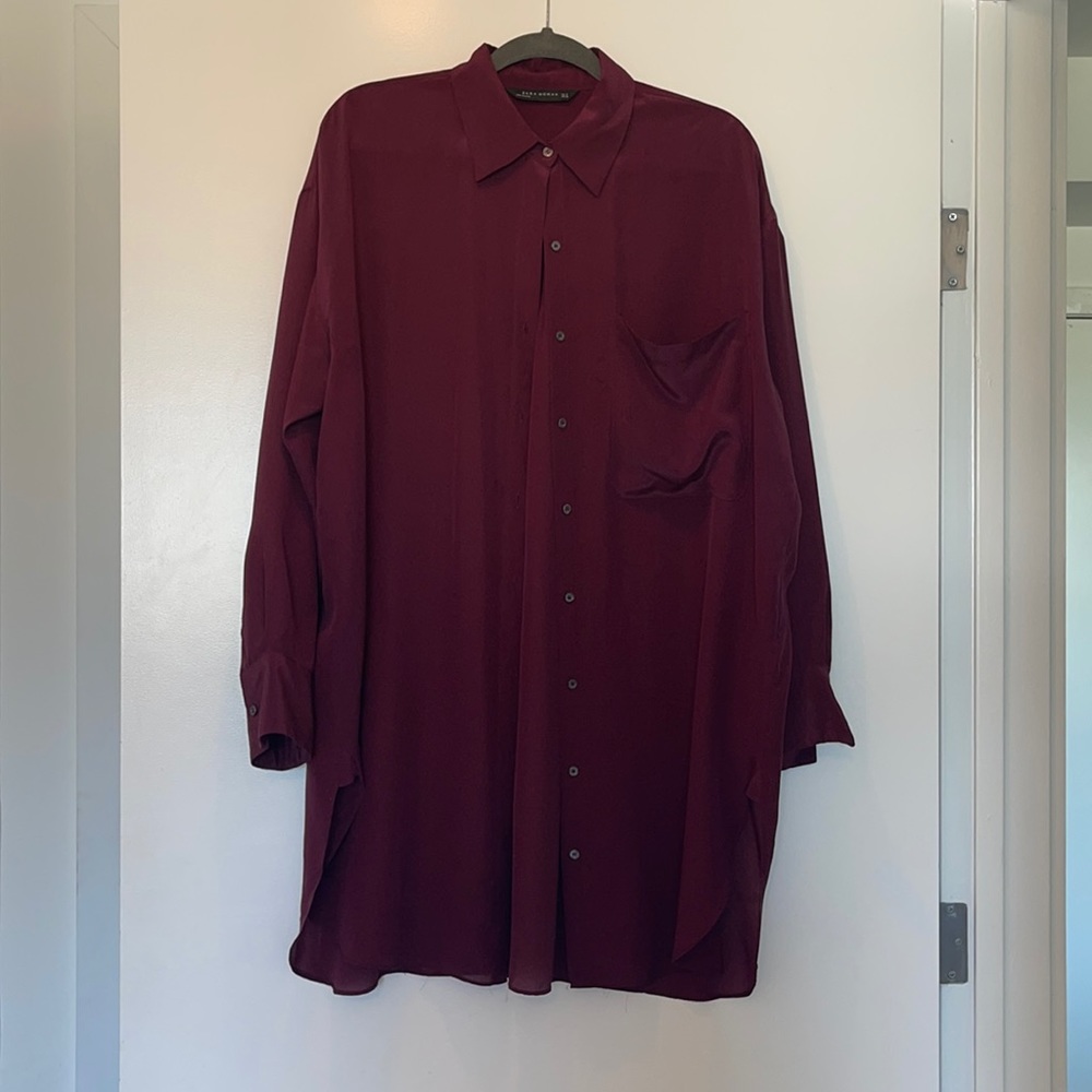 Zara Burgundy silk Tunic